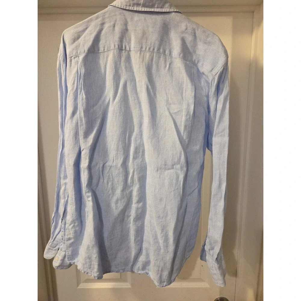 Jos A Bank Reserve Blue Plaid Long Sleeve Linen Mens Shirt Medium‎ - Picture 4 of 5